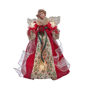 14" UL 10-Light Red and Green Angel Tree Topper