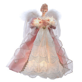 14" UL 10-Light Pink and Ivory Angel Tree Topper