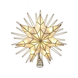 14" 10-Light 7-Point LED Gold Glittered Star Tree Topper