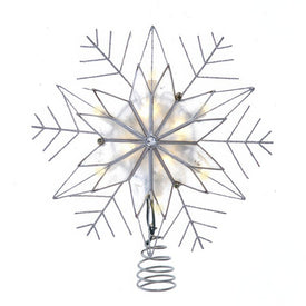 10" 10-Light LED Silver Capiz and Snowflakes Tree Topper
