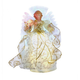 12" UL 30-Light Fairy LED Fiber Optic Angel Tree Topper - Gold