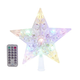 8.65" 11-Light Dual Color LED With Color Effect Remote Control Star Tree Topper