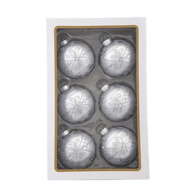 80MM Glass Silver Decorative Ball Ornaments, 6-Piece Set