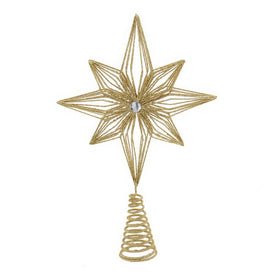 12" Unlit Gold Glittered 6-Point Star Tree Topper