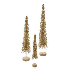 Glittered Miniature Tree 3-Piece Set - Gold