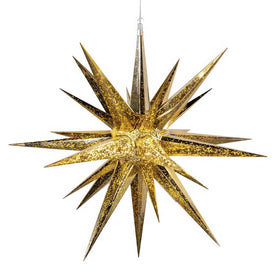 24" 4-Light Warm White LED Gold Crackle Moravian Star Tree Topper