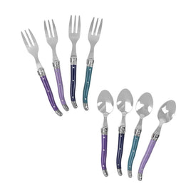 Laguiole 8-Piece Coffee Spoon and Cake Fork Set - Plum Rose