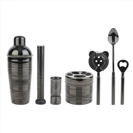 7-Piece Stainless-Steel Barware Set - Black