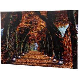 Seasonal Wall Art LED Tree Archway with Lanterns Fall 23.5 x 15.75 Inch Orange
