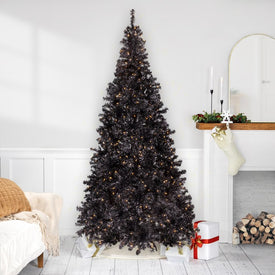 Artificial Tree Prelit Tinsel 108 Inch Black PVC Halloween