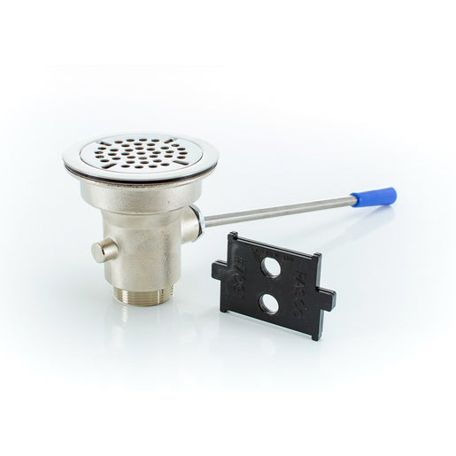 Lever Drain Less Overflow 3-1/2 x 2 Inch Brass Body and Stopper for Commercial Sink 15-4/5 Inch