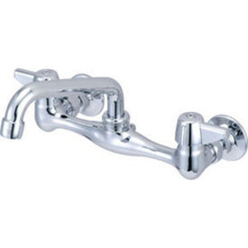 Kitchen Faucet Wall Mount 8 Inch Spread 2 Lever ADA Polished Chrome 1.5 Gallons per Minute