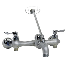Wall-Mount Two Handle Widespread Utility Faucet with Top Brace