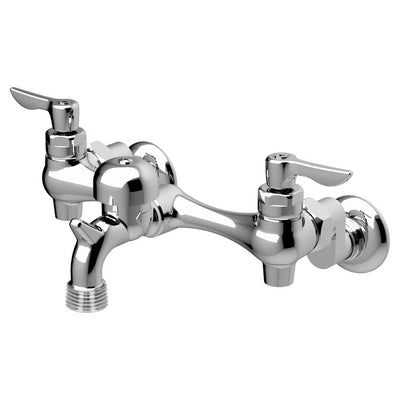 Exposed Yoke Two Handle Wall-Mount Utility Faucet with Vacuum Breaker/Offset Shanks