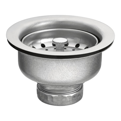 3-1/2" Satin Stainless Steel Kitchen Drain Assembly with Basket Strainer