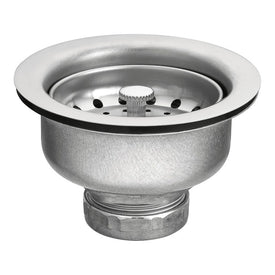 3-1/2" Satin Stainless Steel Kitchen Drain Assembly with Basket Strainer