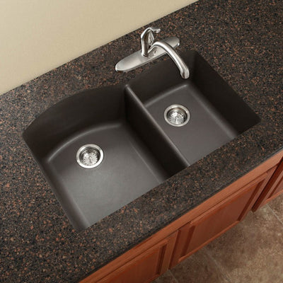 Diamond 32" Offset Double Bowl Silgranit Undermount Kitchen Sink