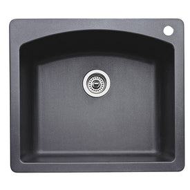 Diamond 25" Single Bowl Silgranit Dual Mount Kitchen Sink with Ledge