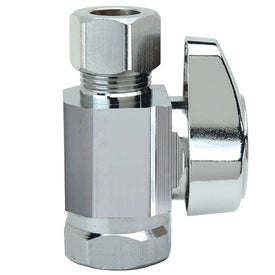 Straight Stop Valve 3/8 Inch Lead Free Brass Chrome Plated Quarter Turn Female x Compression