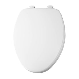 Molded Wood Toilet Seat with Easy Clean and Change Hinges and Flat Cover