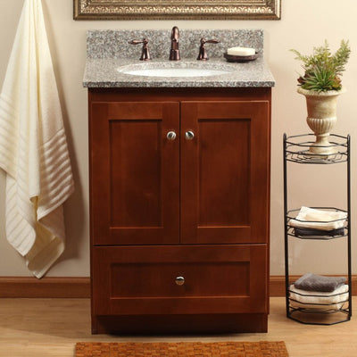 Simplicity Shaker 24"W x 21"D x 34.5"H Single Bathroom Vanity Cabinet Only with No Side Drawers