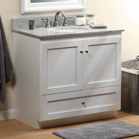 Simplicity Shaker 36"W x 21"D x 34.5"H Single Bathroom Vanity Cabinet Only with No Side Drawers