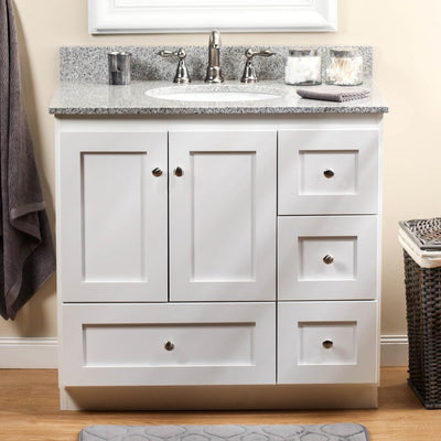 Simplicity Shaker 36"W x 21"D x 34.5"H Single Bathroom Vanity Cabinet Only with Right Drawers