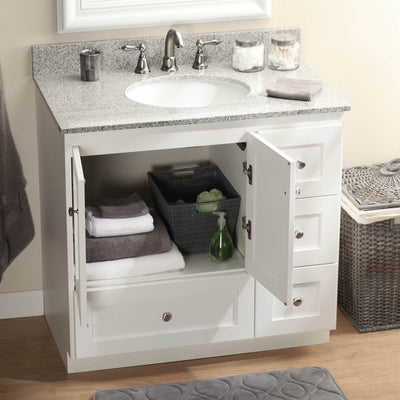 Simplicity Shaker 36"W x 21"D x 34.5"H Single Bathroom Vanity Cabinet Only with Right Drawers