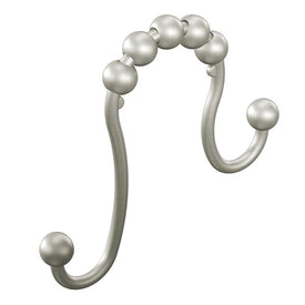 Double Hook Shower Curtain Rings with Rolling Ball Bearings Set of 12