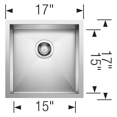 Quatrus 17" Single Bowl Stainless Steel Undermount Bar Sink