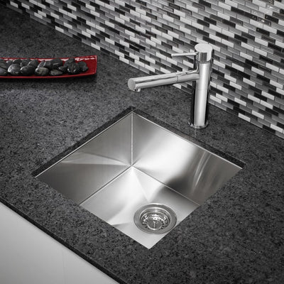 Quatrus 17" Single Bowl Stainless Steel Undermount Bar Sink