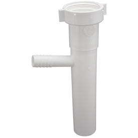 Dishwasher Tailpiece with 5/8IN Branch 1-1/2 x 8 Inch Direct Connect/Slip Joint White Plastic