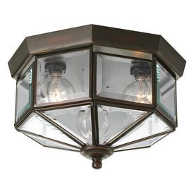 Octagonal Three-Light Flush Mount Ceiling Fixture