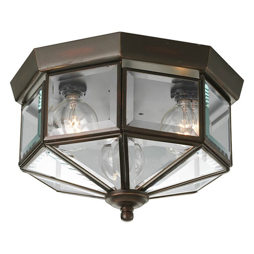 Octagonal Three-Light Flush Mount Ceiling Fixture