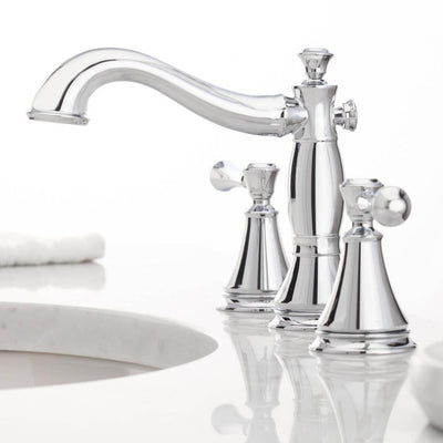 Cassidy Two Handle Widespread Bathroom Faucet with Drain