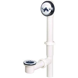 Waste and Overflow Assembly Trip Lever with Drain in Tee Chrome 1-1/2 Inch PVC Domed for Tub