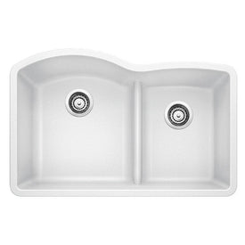 Diamond 32" 1-3/4 Double Bowl Silgranit Undermount Kitchen Sink with Low Divide