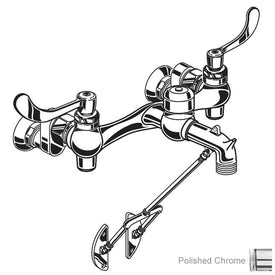 Wall-Mount Two Handle Widespread Utility Faucet with Bottom Brace/Vacuum Breaker/Supply Stops