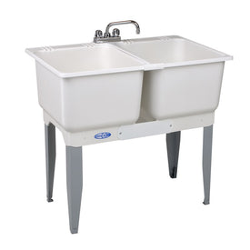 Utilatwin 36"W x 24"D Floor-Mount Laundry/Utility Tub Combo Pack
