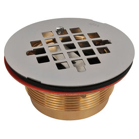 Shower Drain Non-Caulk 2 Inch Stainless Steel Brass