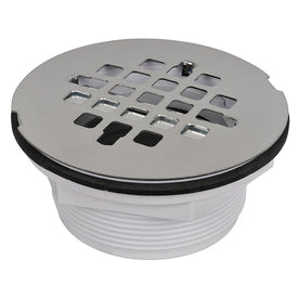 Shower Drain Non-Caulk 2 Inch Stainless Steel White ABS