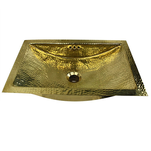 Brightwork Home 19.8" Undermount Hammered Brass Bathroom Sink with Overflow