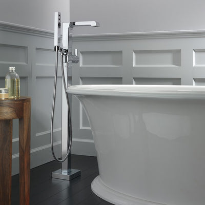Ara Single Handle Freestanding Floor Mount Tub Filler with Handshower