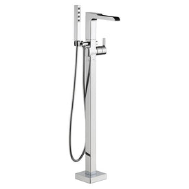 Ara Single Handle Freestanding Floor Mount Tub Filler with Channel Spout/Handshower