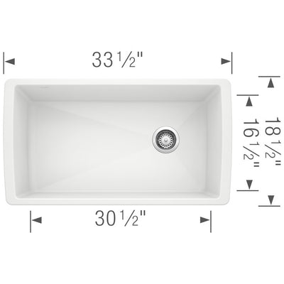 Diamond 33-1/2" Super Single Bowl Silgranit Undermount Kitchen Sink