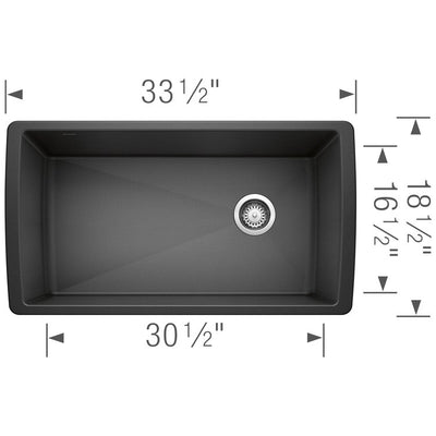 Diamond 33-1/2" Super Single Bowl Silgranit Undermount Kitchen Sink