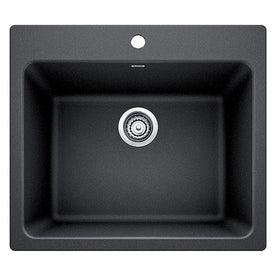 Liven 25" Single Bowl Silgranit Dual Mount Laundry Sink with 1 Hole