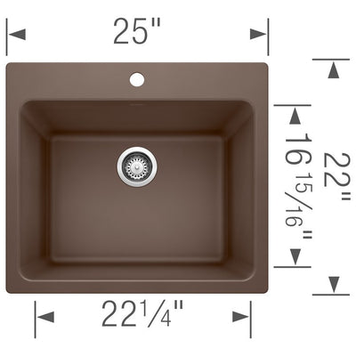 Liven 25" Single Bowl Silgranit Dual Mount Laundry Sink with 1 Hole