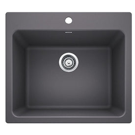Liven 25" Single Bowl Silgranit Dual Mount Laundry Sink with 1 Hole