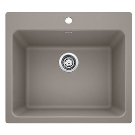 Liven 25" Single Bowl Silgranit Dual Mount Laundry Sink with 1 Hole